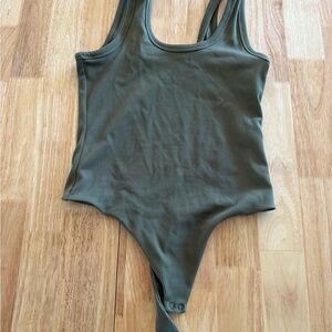Nuuds Olive Green Ribbed Bodysuit